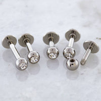 16G 3MM EXTERNALLY THREADED CLEAR GEM LABRETS