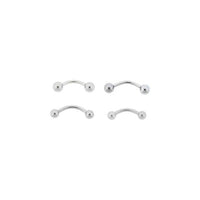 16G 316 SURGICAL STEEL EXTERNALLY THREADED CURVED BARBELLS W GEM