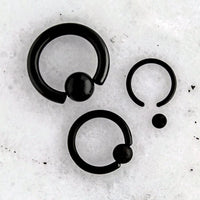 18G BLACK SURGICAL STEEL 316L CAPTIVE BEAD RINGS