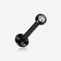 16G 3MM BLACK LABRETS WITH CLEAR GEM